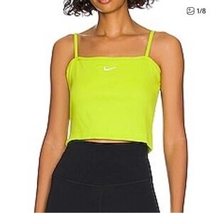 NWT new Nike Sportwear Essentials Atomic Neon Green Ribbed Tank crop Top cropped